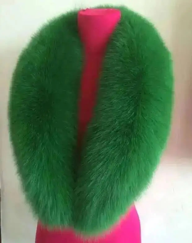 Natural Color Raccoon Fox Real Fur Collar Scarf Genuine Big Size Scarves Warp Shawl Neck Warmer Stole Muffler with Clip Loops #6