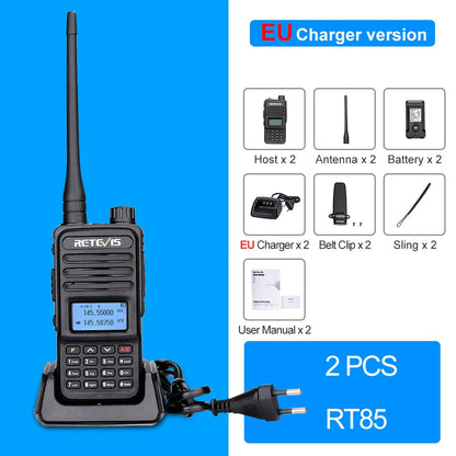 Retevis RT85 Walkie Talkie Long Range Ham Two-way Radio Station Walkie-talkies VHF UHF Dual Band Amateur Portable Radio Hiking