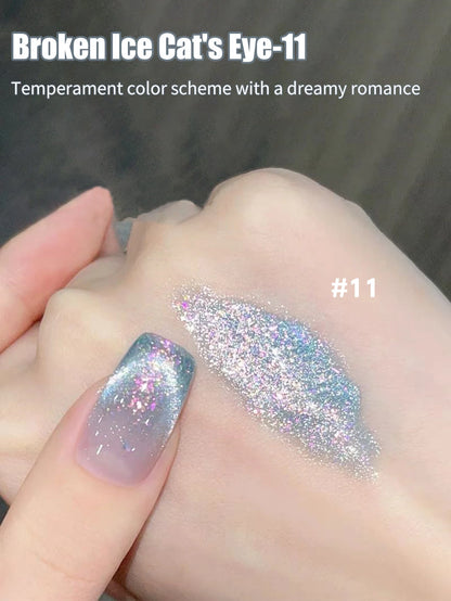 1-24pcs WS Romantic Purple Cat Eye Gel Nail Polish New Style Super Flash Versatile Whitening Purple Glass Bead Cat Nail Salon