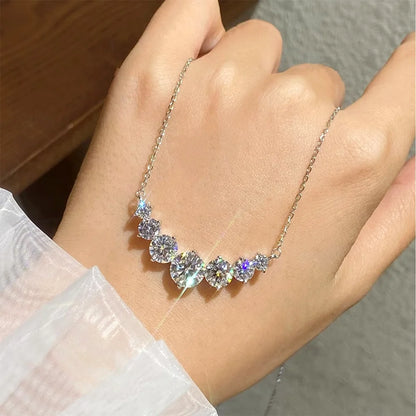 COSYA 1.7-5CT Full Moissanite Necklace For Woman 100% S925 Silver D Color Gradiant Lab Diamond Pendant Chain Fine Jewelry Gift