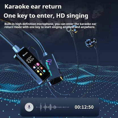 Bluetooth 5.4 Earphones with HD Screen Wireless Headsets Neckband Headphones HiFi Stereo Noise Reduction Earbuds for Live