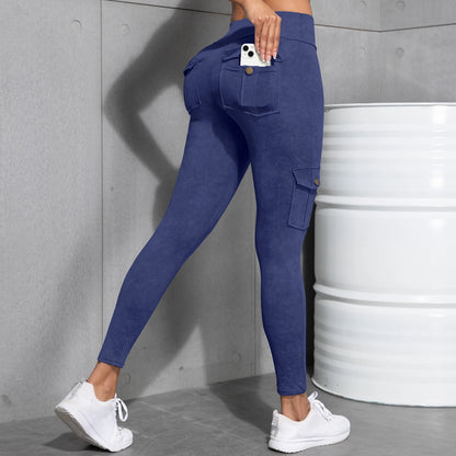 Camouflage Printed Women's Leggings With Pocket Sports Cargo Pants High Waist Slim Fit Tight Pants