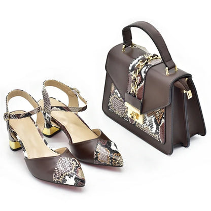 New Arrival Leopard Shoes and Bag Set  for Women Bride Shoes and Bag for Party Wedding Patent Leather Shoes for Women Sandals
