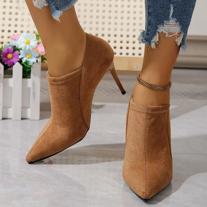 Spring and Autumn Women Designer Comfortable High Heels Snow Boots Women Elegant Baotou Pointed Toe Ankle Boots Shoes for Women