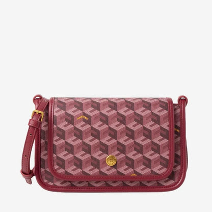 Luxury Monogram Messenger Bag Women Geometric Print 3D Cube Coated Canvas Crossbody Bag Classic Versatile Elegant Shoulder Bag