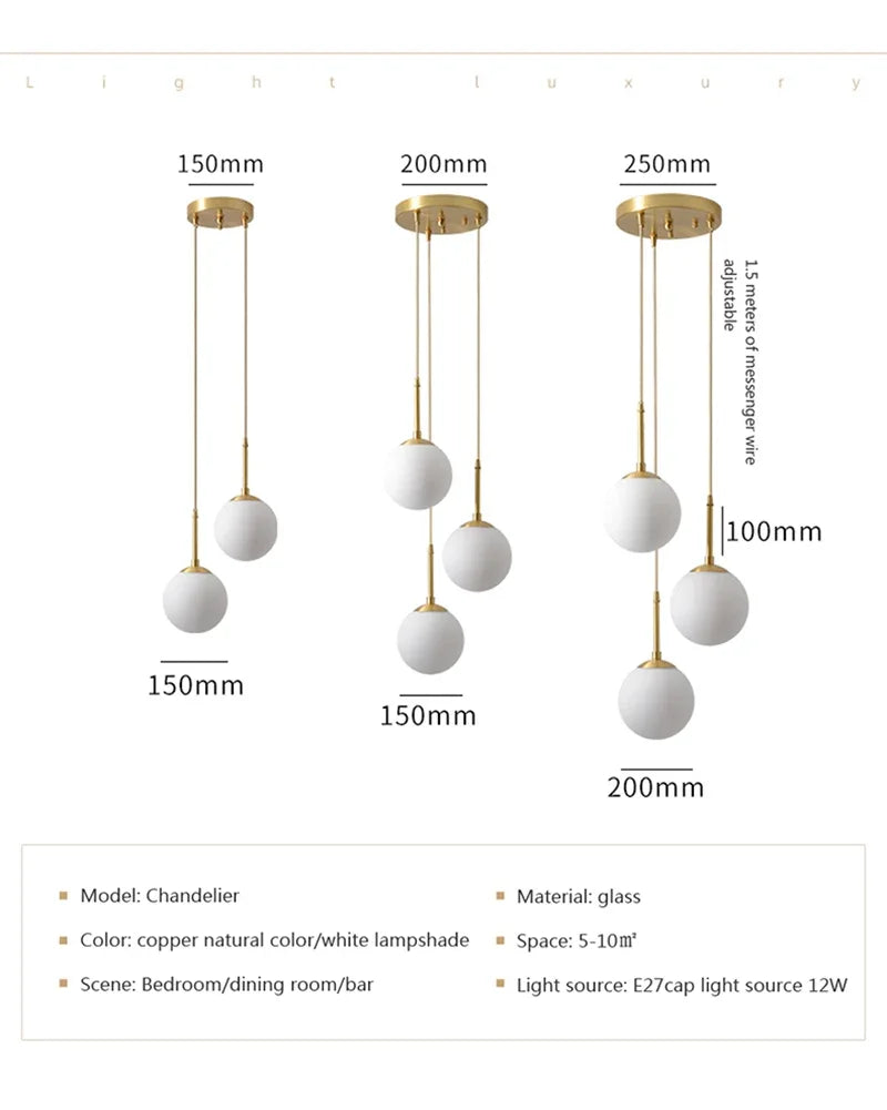 LED Glass Ball Pendant Lamp Chandelier Lights Home Indoor Kitchen Island Restaurant Bar Table Decor Hanging Suspension