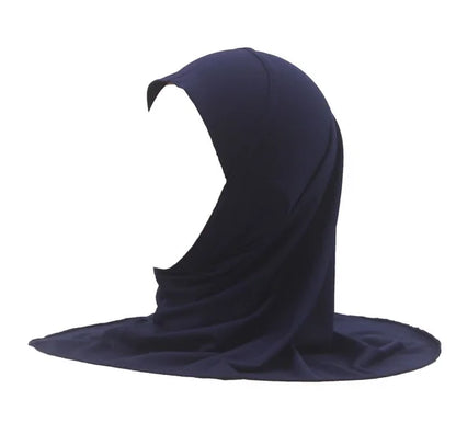 Kids Islamic Hijab Arab Girls Muslim Turban Scarf Shawls Cap Solid Color Fit 2-6 Years Old Children Wear Directly Instant Hijab