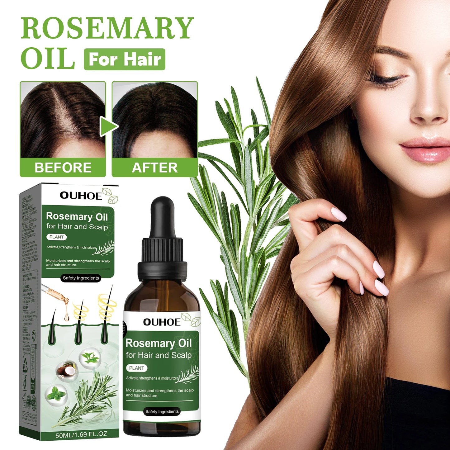 Hair Care Rosemary Oil Anti-Hair Loss Nourishing and Strengthening Hair Care Essential Oil Hair Care Rosemary Oil Anti-Hair Loss
