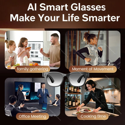 AI Smart Glasses 13MP 5K Camera 32GB ROM HD Photo Identify Objects ChatGPT Video Call Translation Music WiFi Bluetooth Eyewear