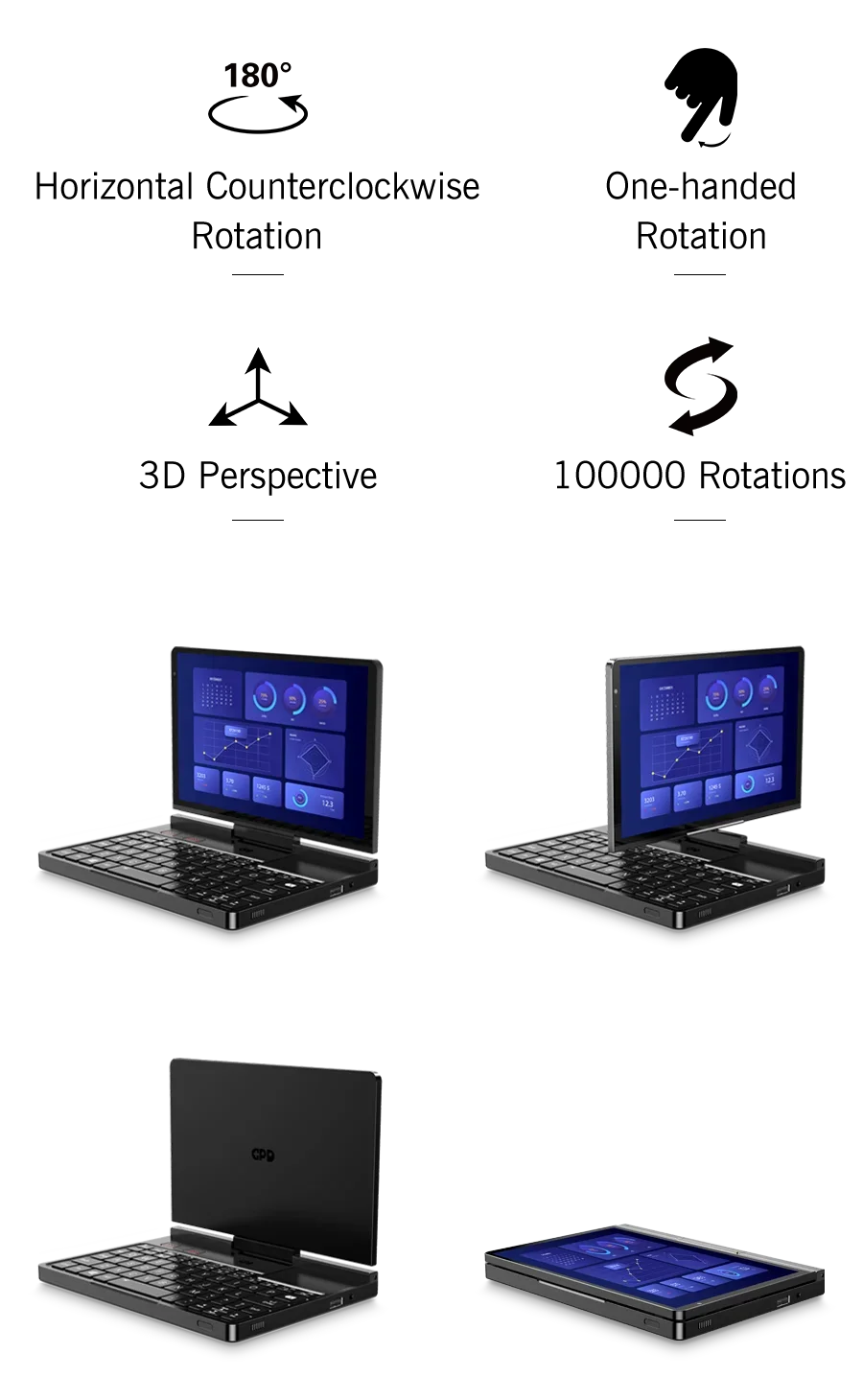 GPD Pocket4 2-in-1 Laptop Tablet AMD AI 9 HX 370/8840U 64GB 2TB NVMe 8.8 Inch 144Hz Palm Size Mini PC 2026 Hot Sale