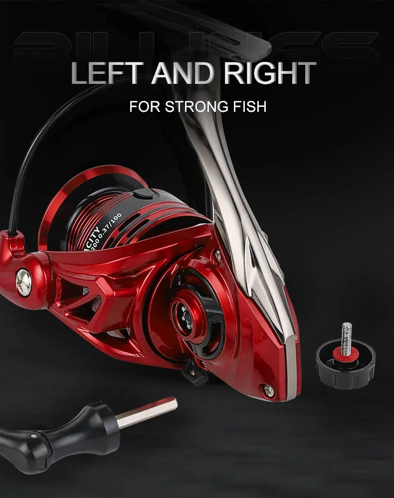 BILLINGS Metal Fishing Reel Spinning 5.2:1 Freshwater Saltwater Spinning Reel Max Drag 12KG 1000-7000 Series Fishing Reel