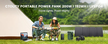 CTOLITY AXP200 200W Portable Solar Generator 192Wh Power Station Lifepo4 Battery Camping Power Bank Emergency Supply 140W PD