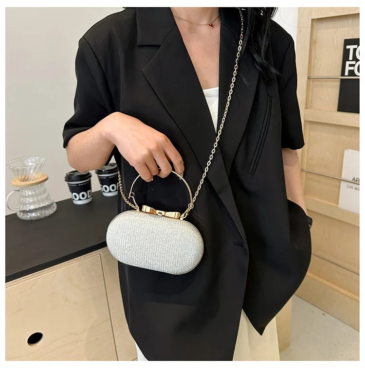 Luxury Sequined Hand-held Dinner Bag, Elegant Style Bag, High-end Chain Single-shoulder Crossbody Bag, Handbag for Wedding Party
