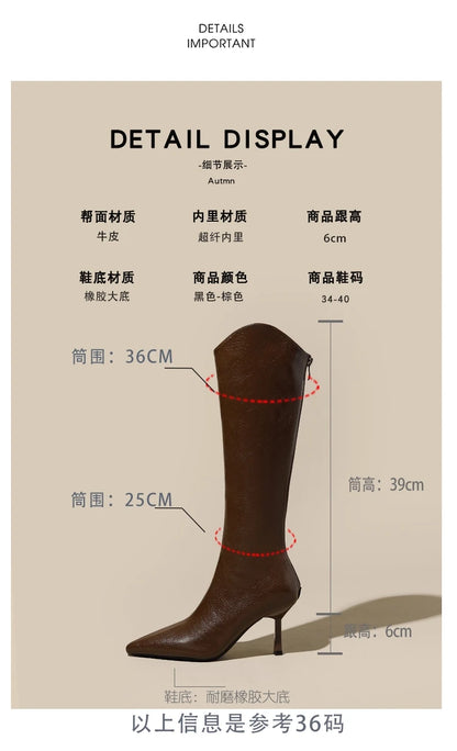 2025 Autumn New Products Women's Brown Suede High-Top Thigh Boots Pointed Toe Stiletto High Knight Boots