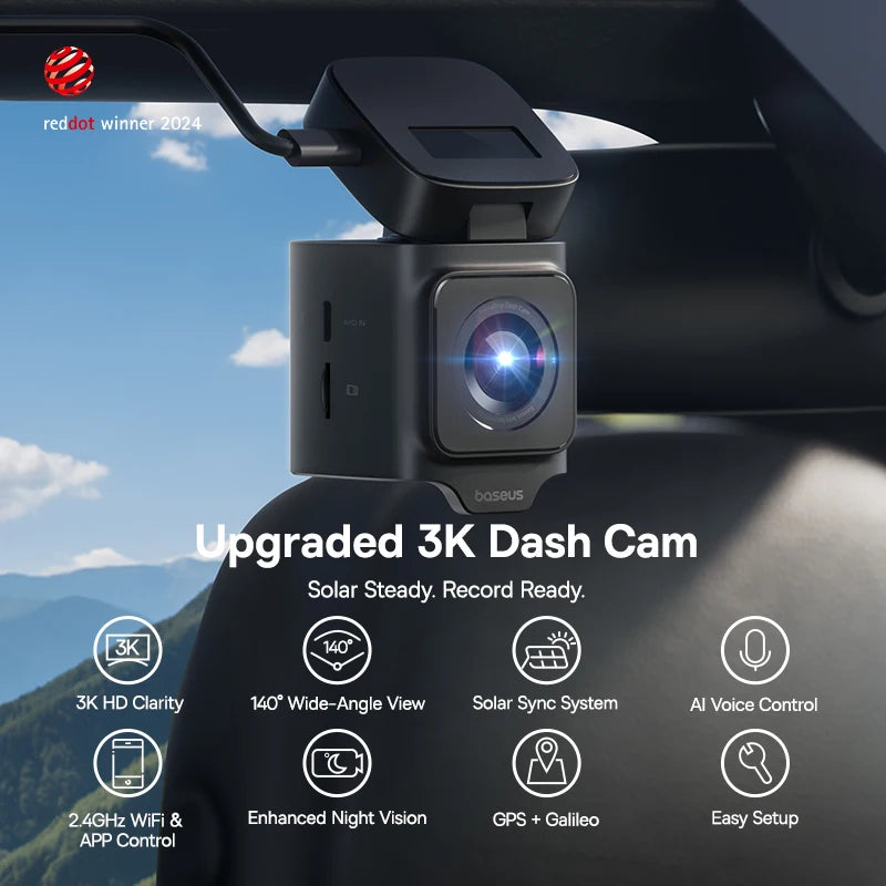 Baseus 3K Dash Cam VD1 Front and Rear Cam HD Built-in GPS Galileo Supercapacitor Car DVR Car Camera Recorder Support 24H Parking