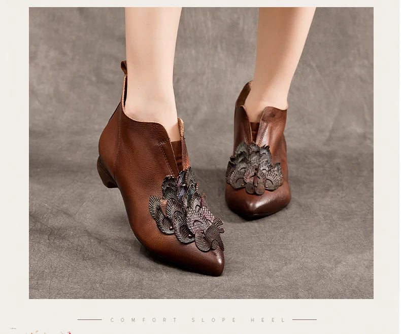 Myjyjz 3.5cm Genuine Leather Women Mary Jane Sandals Shoes Chunky Heels Fashion Hollow Comfy Point Toe Ankle Boots Summer Pumps