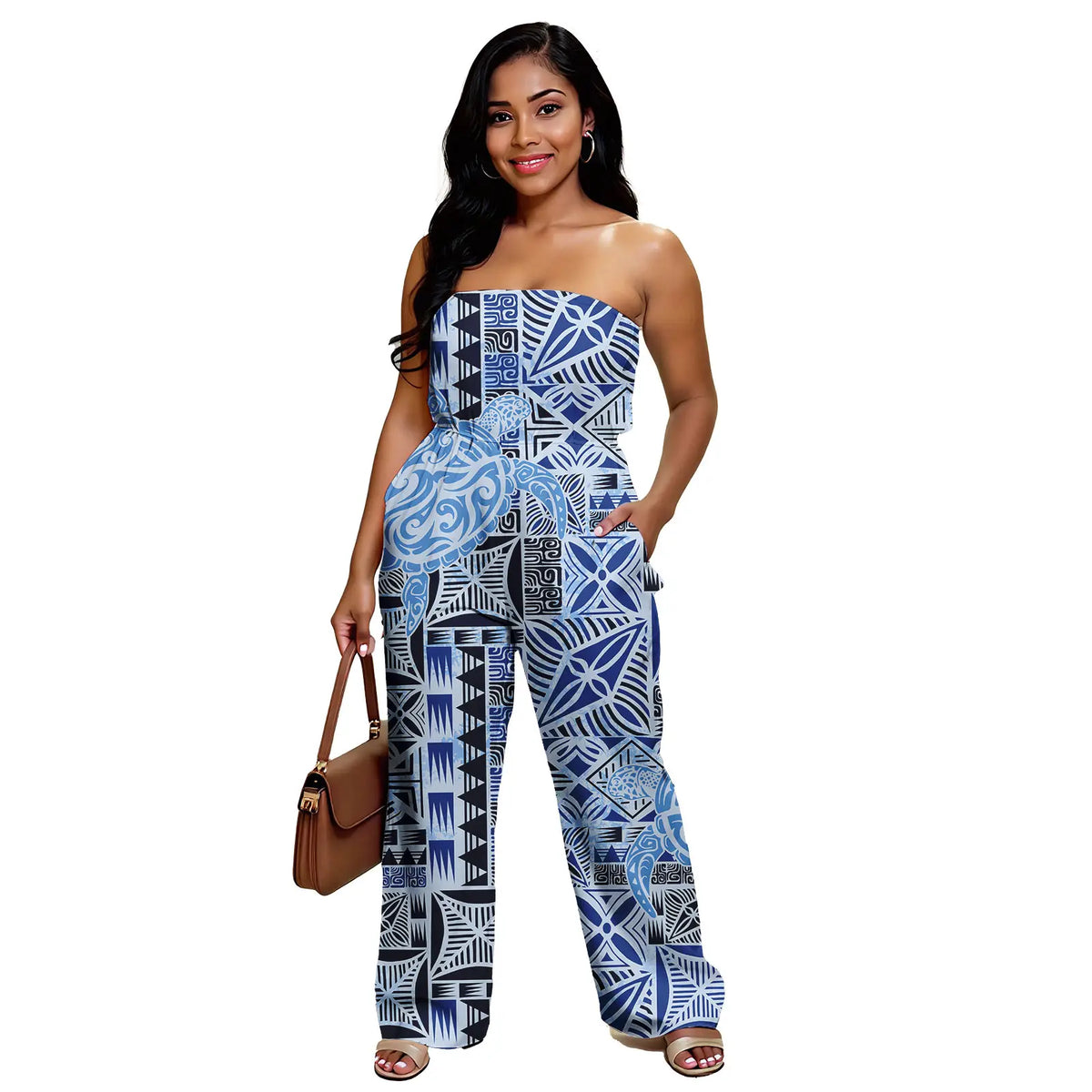 Women Slim Island Jumpsuit Sexy Clothing Polynesian All Over Custom Personalised Tribal Print Elegant Prom Rompers