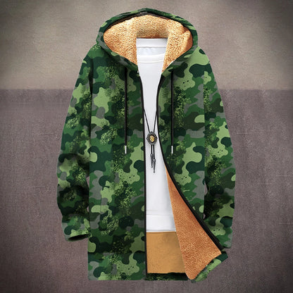 Winter Cozy Camouflage Fleece-Lined Hooded Jackets Warm Tactics Style Coats Faux Fur Outdoor Camping Casual Streetwear Fashion