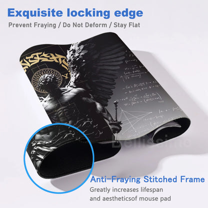 Black Majestic Sculpture Mouse Pad Large Desk Accessories Desk Pad Rubber Base Edge Mousepad Non-Slip Mousepad for Office