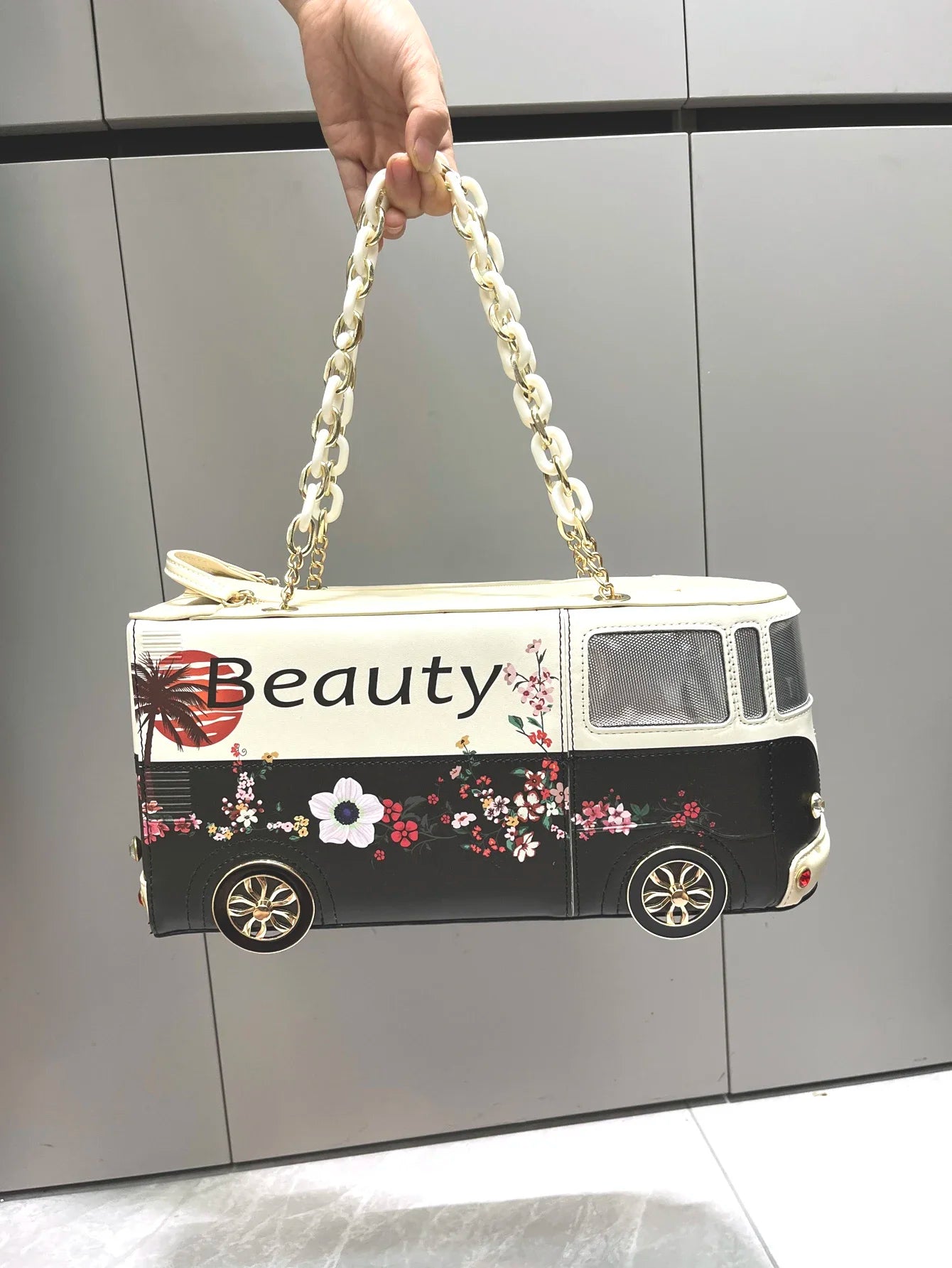 Luxury Designer Purses and Handbags Funny Bus Shape Bag Pu Leather Woman's Bag Purse High Quality Party Wedding Bag