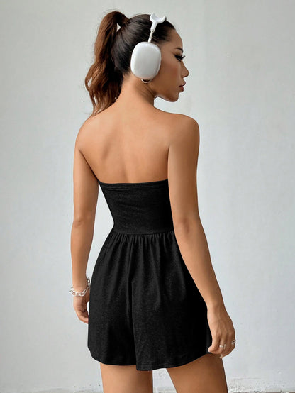 Fashion pure color basic casual comfortable camisole jumpsuit, suitable for daily travel outfit