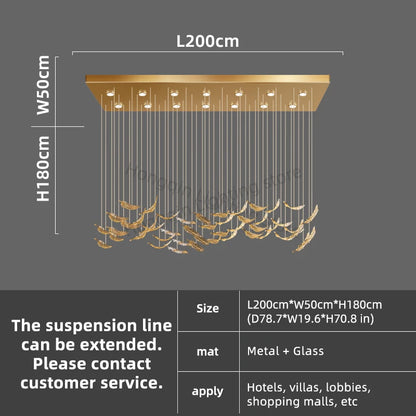 Modern Hotel Lobby Hanging Lamp Luxury Glass Led Chandeliers Customized Long Pendant Light Villa High Ceiling Chandelier Lustre