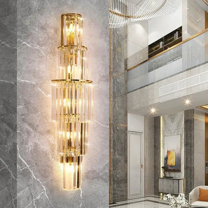 Luxury Hotel Lobby Large Big Crystal Wall Lamp for Club Hall Villa Living Room Bedroom Office Banquet Indoor Lighting Fixtures