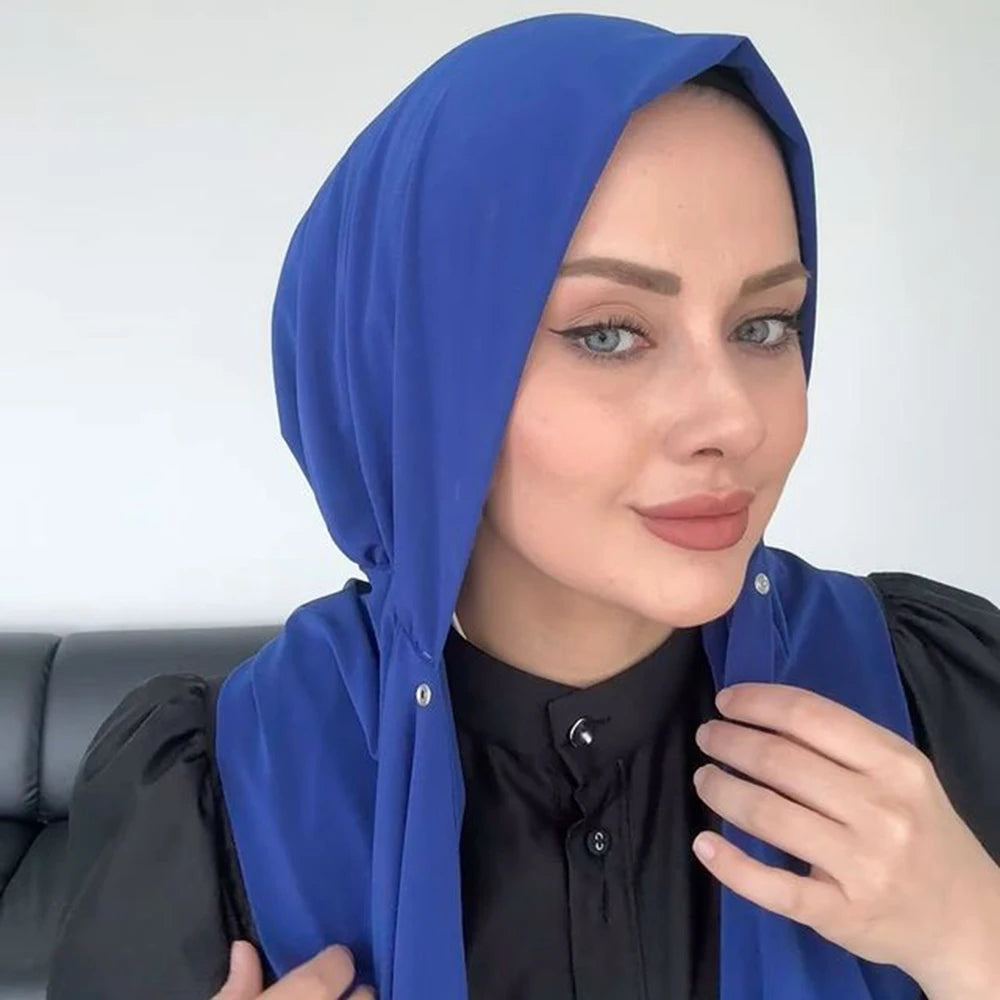 Instant Hijab with Button Ready to Wear Muslim Women Scarf Full Cover Head Wraps Islam Turban Caps Turbante Mujer