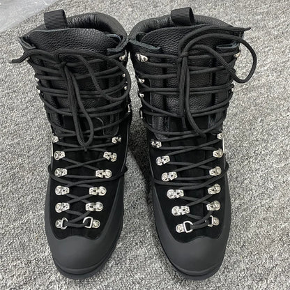 Customized Men Leather Black High Quality Functional Thick soled Motorcycle Hiking He Boots