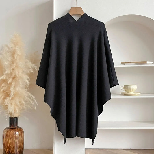 Women Poncho Winter Warm Solid Color Shawl Double Sided Designer Blanket Luxury Scarf Female Cloak Cashmere Pashmina Cape Stole