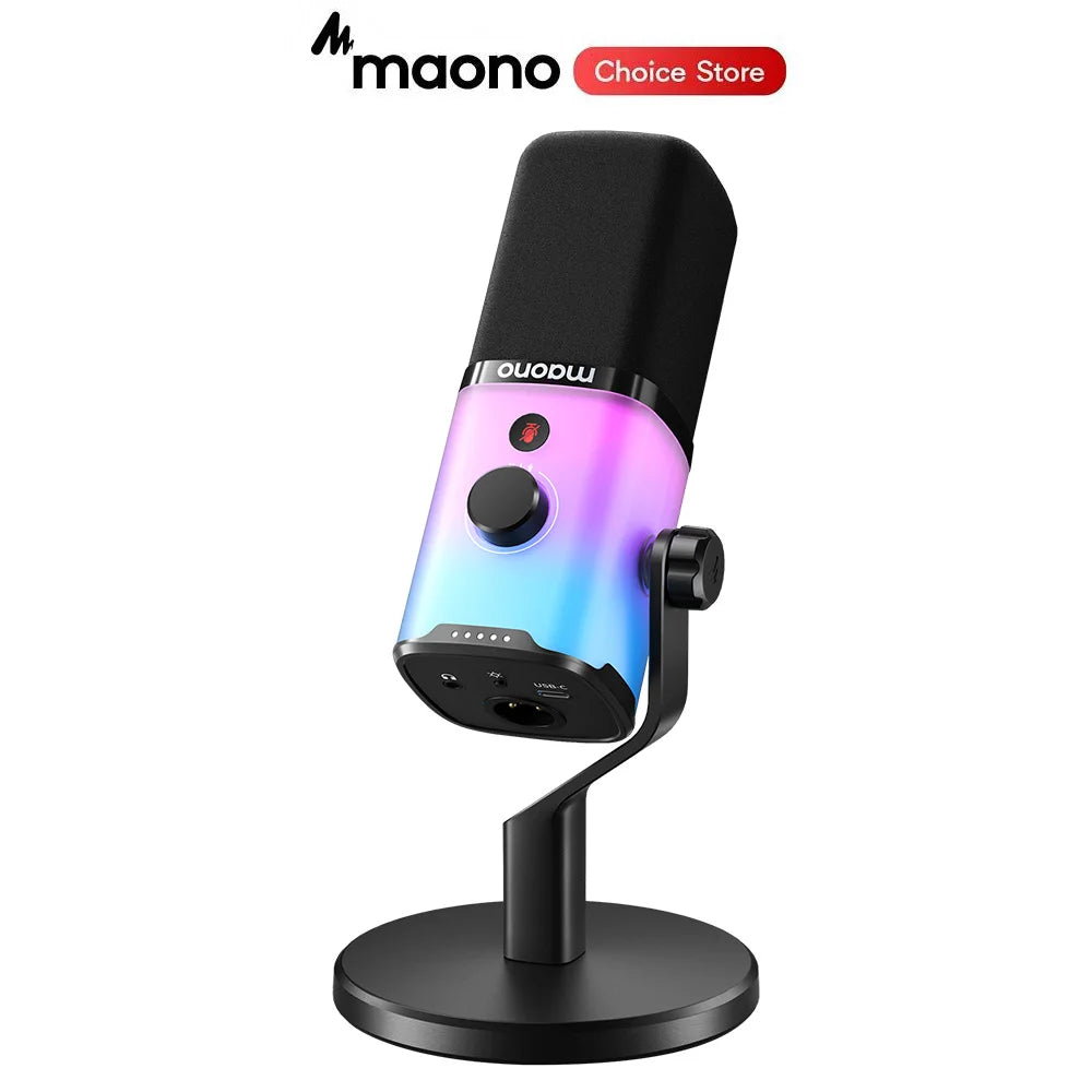 MAONO PD100X RGB Gaming Microphone USB/XLR Dynamic Microphone Noise Reduction Mute Headphone Jack for Gaming Streaming Podcast