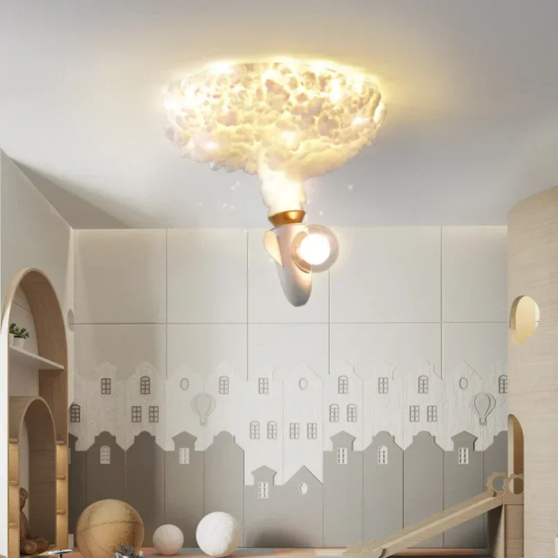 2025 Rocket Astronaut Ceiling Light For Bedroom Study Kids Nursery Modern Creative Led Cloud Led Lights Boys Children Room Light