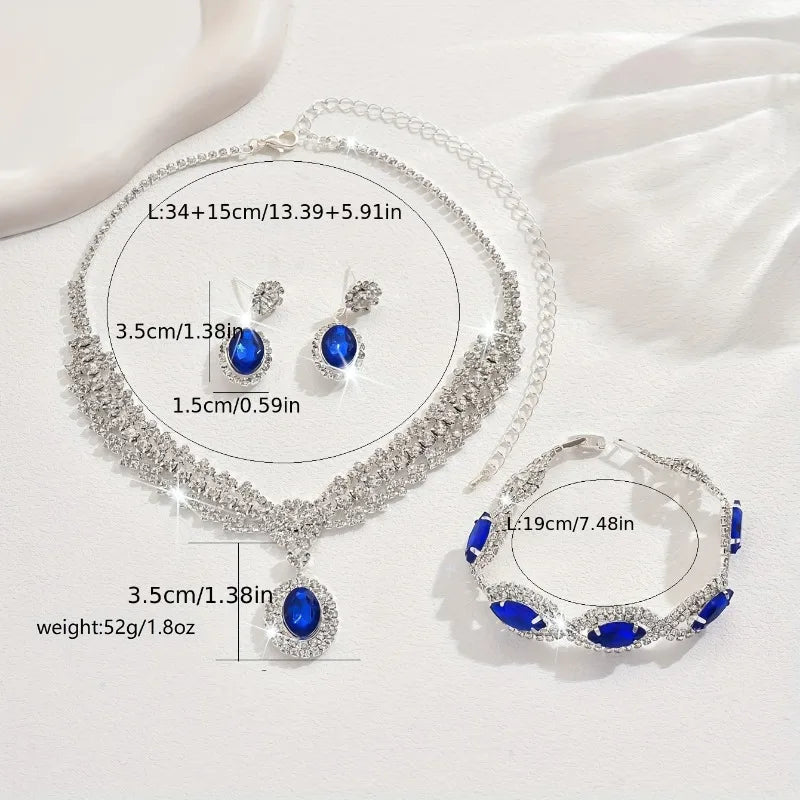 Elegant Bridal Jewelry Set Necklace Earrings with Sparkling Rhinestones Perfect for Weddings Parties