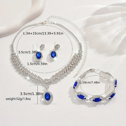 Elegant Bridal Jewelry Set Necklace Earrings with Sparkling Rhinestones Perfect for Weddings Parties