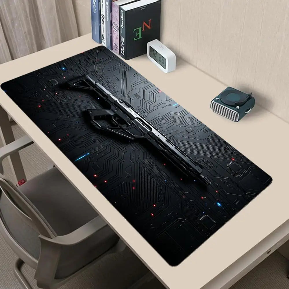 Gun-Themed Mouse Pad Large Size Rubber Base Anti-slip PC Desk Accessories Mousepad for Offices and Gamer Keyboard Mats Decor Mat