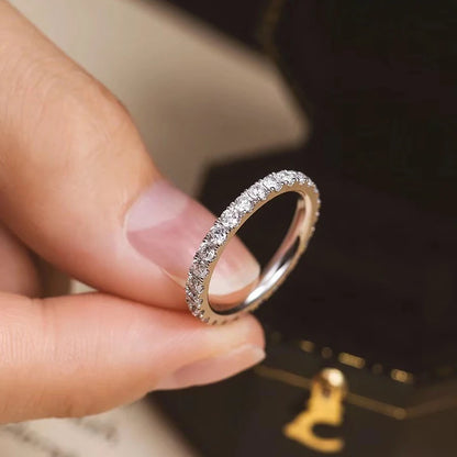 Moissanite Ring 100% Pass Diamond Tester Pen Matching Wedding Diamond Band for Women 925 Sterling Silver Female Single Tail Ring