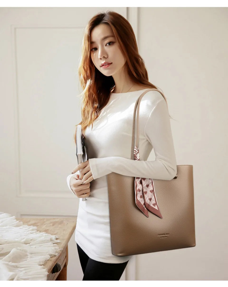 Genuine Brand Luxury Purses and Handbags Women Bags Designer Soft Leather Shoulder Top-handle Commute Bag Female Sac A Main Tote