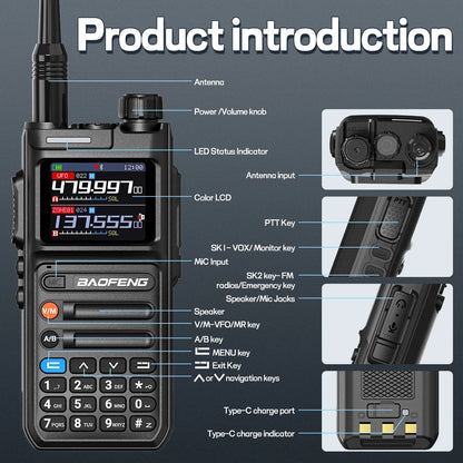 Baofeng AR-26 GPS Walkie Talkie Multi-Band Long Range Wireless Copy Frequency Air Band NOAA Type-C Charger For Camping Ham Radio