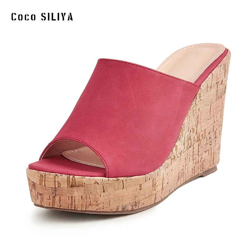 11CM Super High Heels Platform Sandals Women Wedges Open Toe Shoes Ladies Summer Slip On Slippers Beach Slides Femmes Sandalias