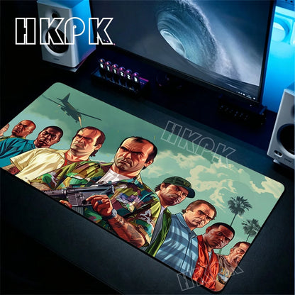 Large Gamer Desk Mat Office Table Pad Grand Theft Auto Deskpad Pad Computer Laptop Accessories Gaming Mousepad Anime Xxl 90x40cm
