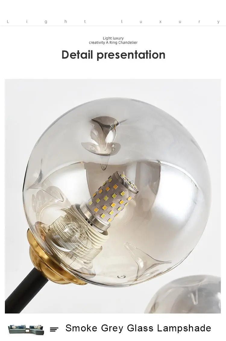 Nordic Glass Ball Lamp Modern Led Ceiling Chandelier Living Room Bedroom Kitchen Dining Room Home Decor Pendant Light Fixture