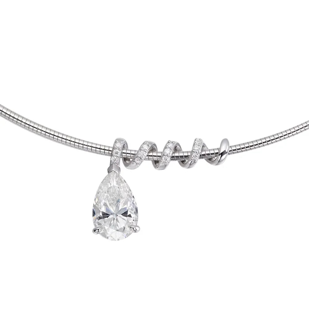 3CT 5CT Waterdrop Shape Full Moissanite Necklace for Women Pear Cut Lab Diamond Surround Pendant S925 Silver Neck Chain Jewelry