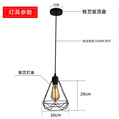 Vintage Pendant Lamp Iron Frame Ceiling Lighting Paint Restaurant Teahouse Chandelier Indoor Wrought Metal Modern Pendant Lights