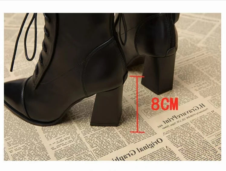 8cm High Heels Women's Ankle Boots Pointed Fashion Shoes Dress Designer Women's Boots 2025 Winter Sexy Chelsea Botas De Mujer