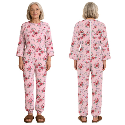 Women Special Need Adaptive Clothing Elderly Alzheimer Dementia Back Zipper Anti-Strip Nursing Jumpsuit Homewear Sleepwear