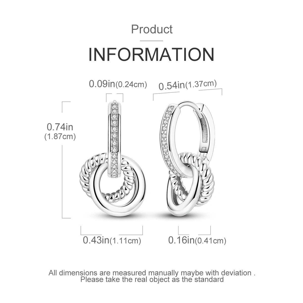 925 Sterling Silver Original Hoop Earring For Woman Luxury  Pendientes Wedding Jewelry Gift