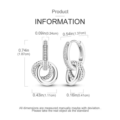 925 Sterling Silver Original Hoop Earring For Woman Luxury  Pendientes Wedding Jewelry Gift