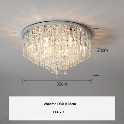 Modern Luxurious Crystal Ceiling Lamp Gold & Silver Color for Living Room Dining Room Bedroom - Elegant Lighting Fixture