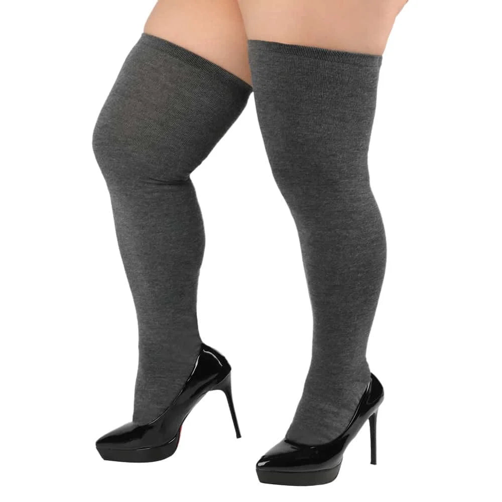 Oversize Thigh High Black White Striped Over Knee Long Socks Autumn Winter Thick Stockings Leg Warmers for Woman Plus Size 3XXXL