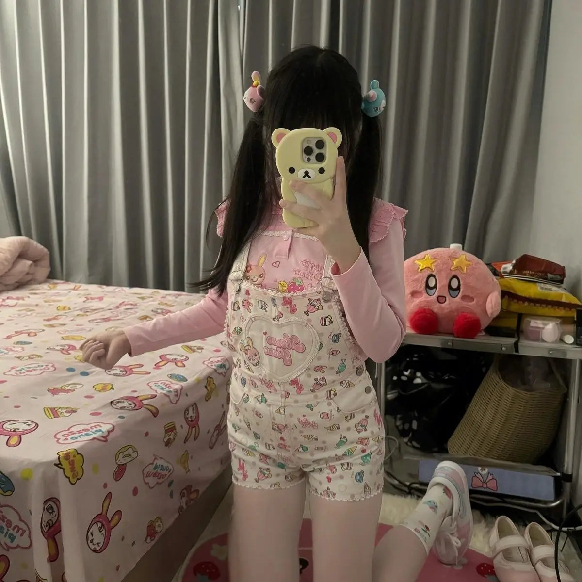 Japanese Cartoon Mp Embroidery Cute Core Daughter Clothing Sweet Girl Strap Shorts Summer New Rompers Womens Y2k Jumpsuit